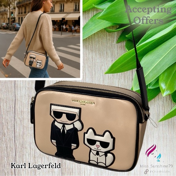 Karl Lagerfeld NWOT - Beige two compartment bag - wide adjustable strap - Picture 1 of 8